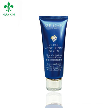 Tube de crème de massage de corps bleu de luxe chaud